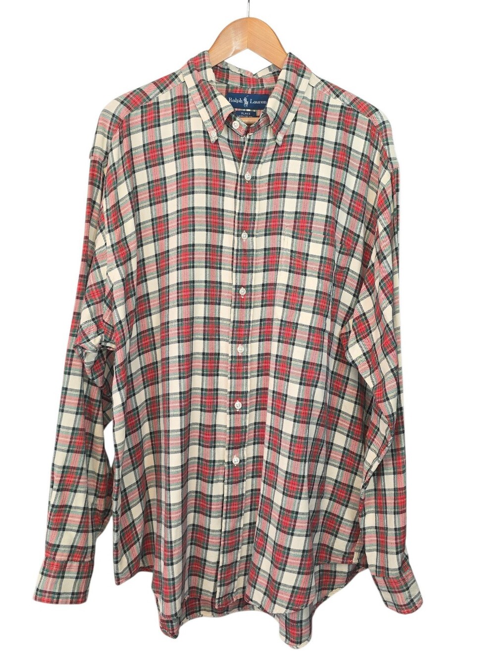 Vintage Ralph Lauren Blake Plaid Button Down Shirt Men’s 100% Cotton Size XL